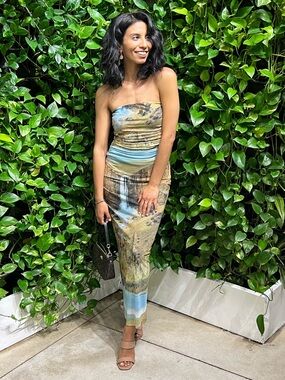 ZARA Tube Landscape Midi Dress